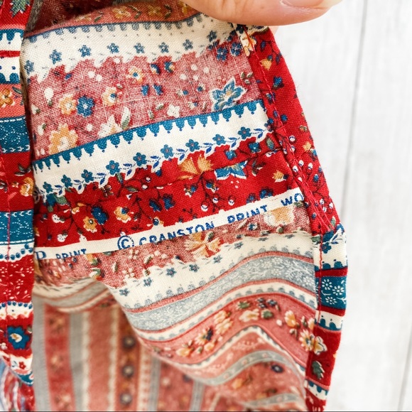 Vintage Cottage Core Handmade Ruffle Short Sleeve Floral Blouse - Picture 9 of 12